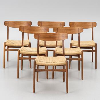 Hans J. Wegner, Six "Spisestolen" chairs/CH23, Carl Hansen & Søn, Denmark, contemporary production.