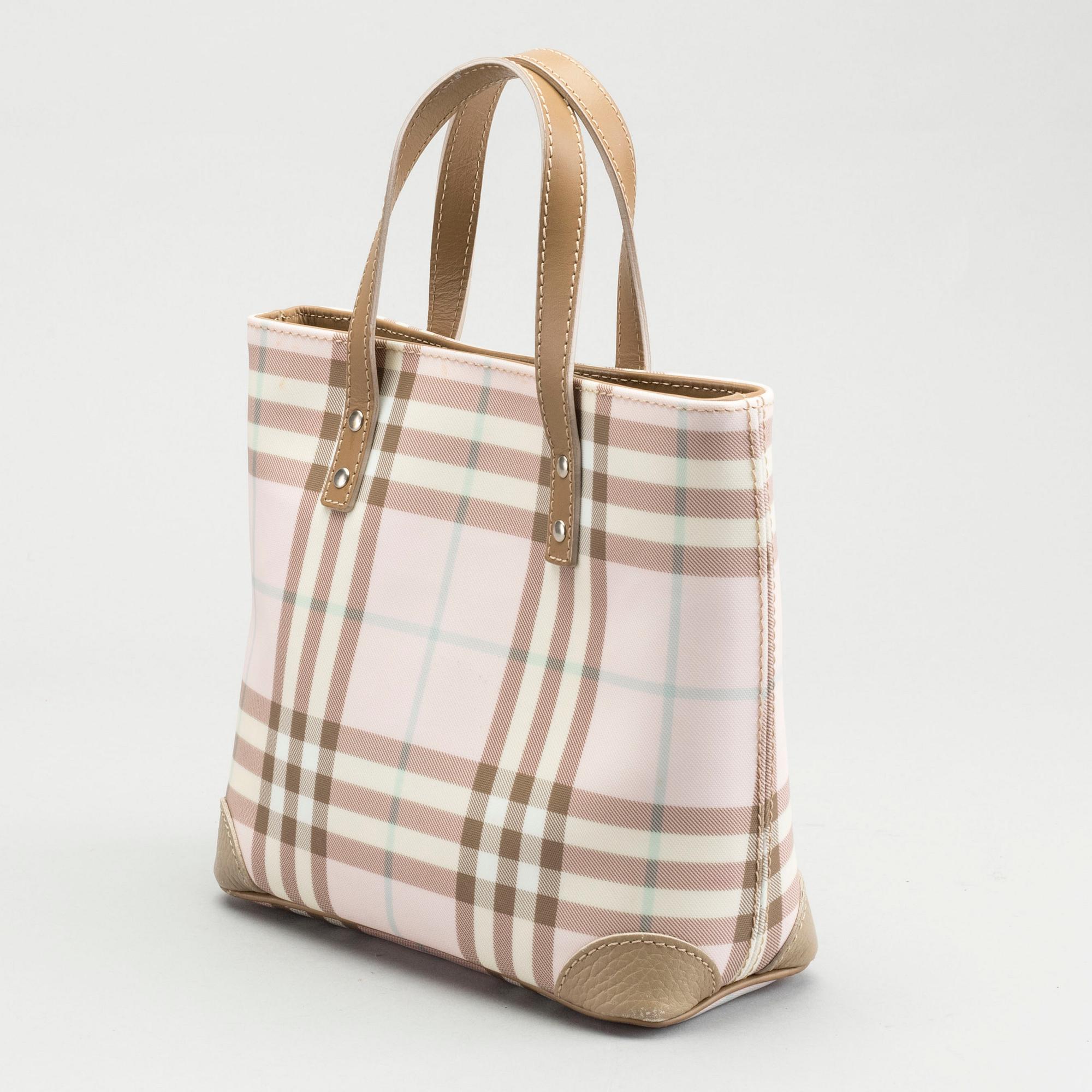 BURBERRY small handbag Pink Nova check canvas.