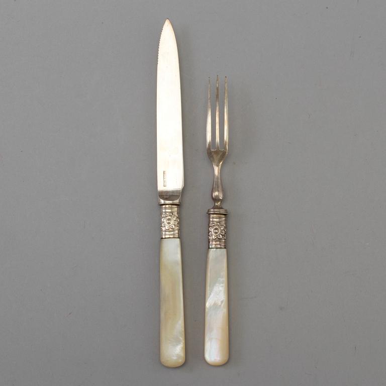 A 24 piece silverplate cutlery set with mother of pearl handles.