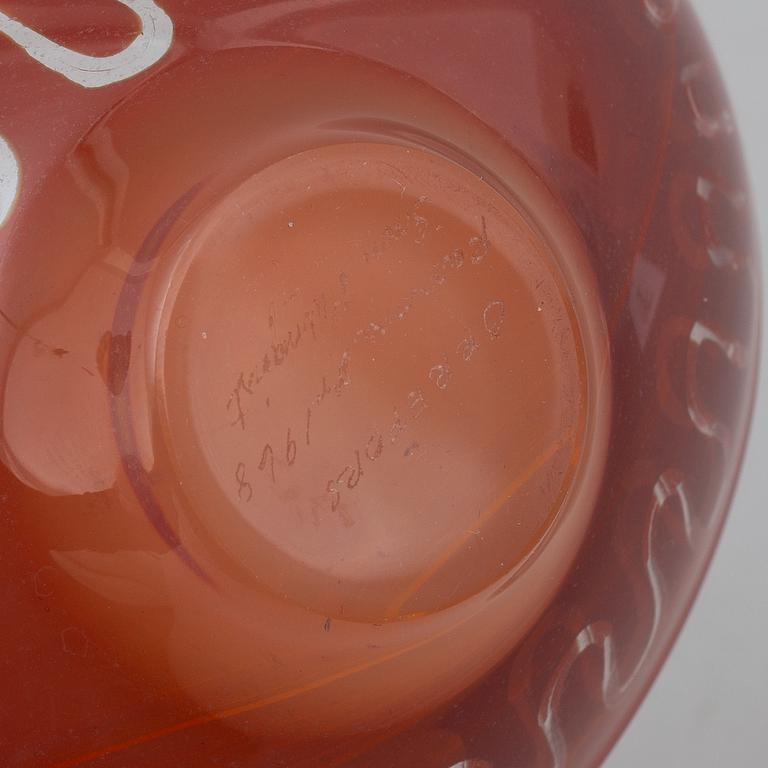 SVEN PALMQVIST, skål. glas, "Ravenna" Orrefors, 1968.