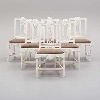 Six early 20th century Gustavian style chairs.