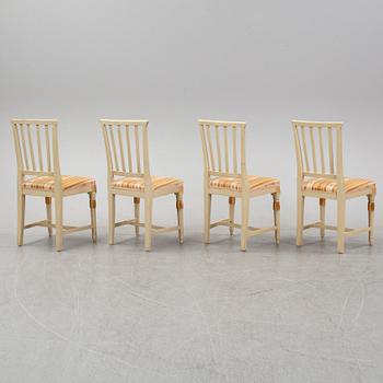 A set of two late Gustavian chairs and two chairs in late Gustavian-style, 19th and 20th Century.