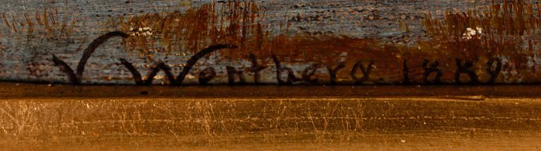 VICTORIA WESTBERG, olja på pannå, sign och dat 1889.