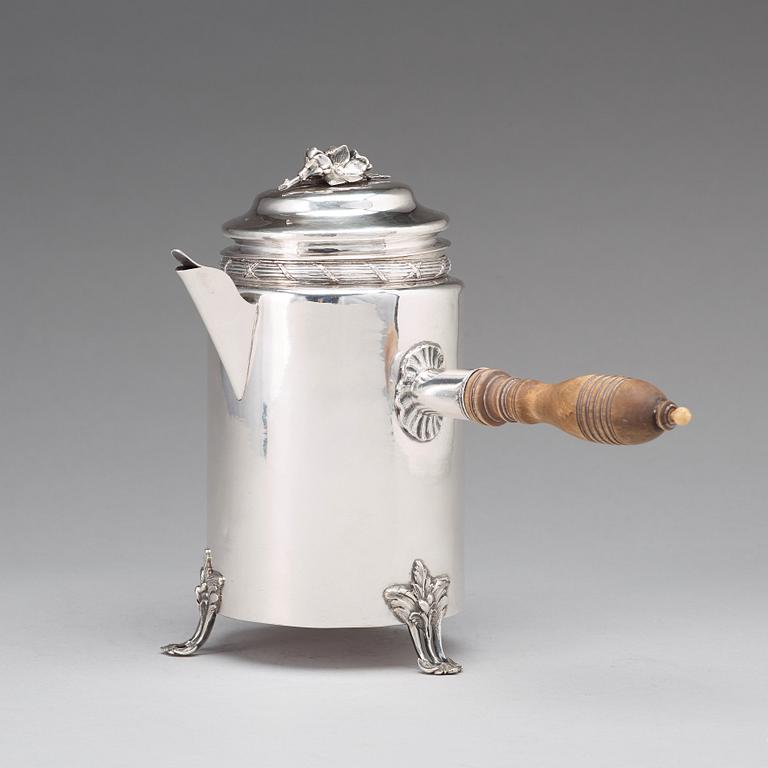 A Swedish 18th century silver coffee-pot, mark of Claes Ekman, Kristinehamn 1774.