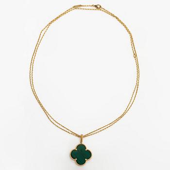 Van Cleef & Arpels, An 18K gold and malachite "Magic Alhambra" necklace. Marked VCA, JE472415.