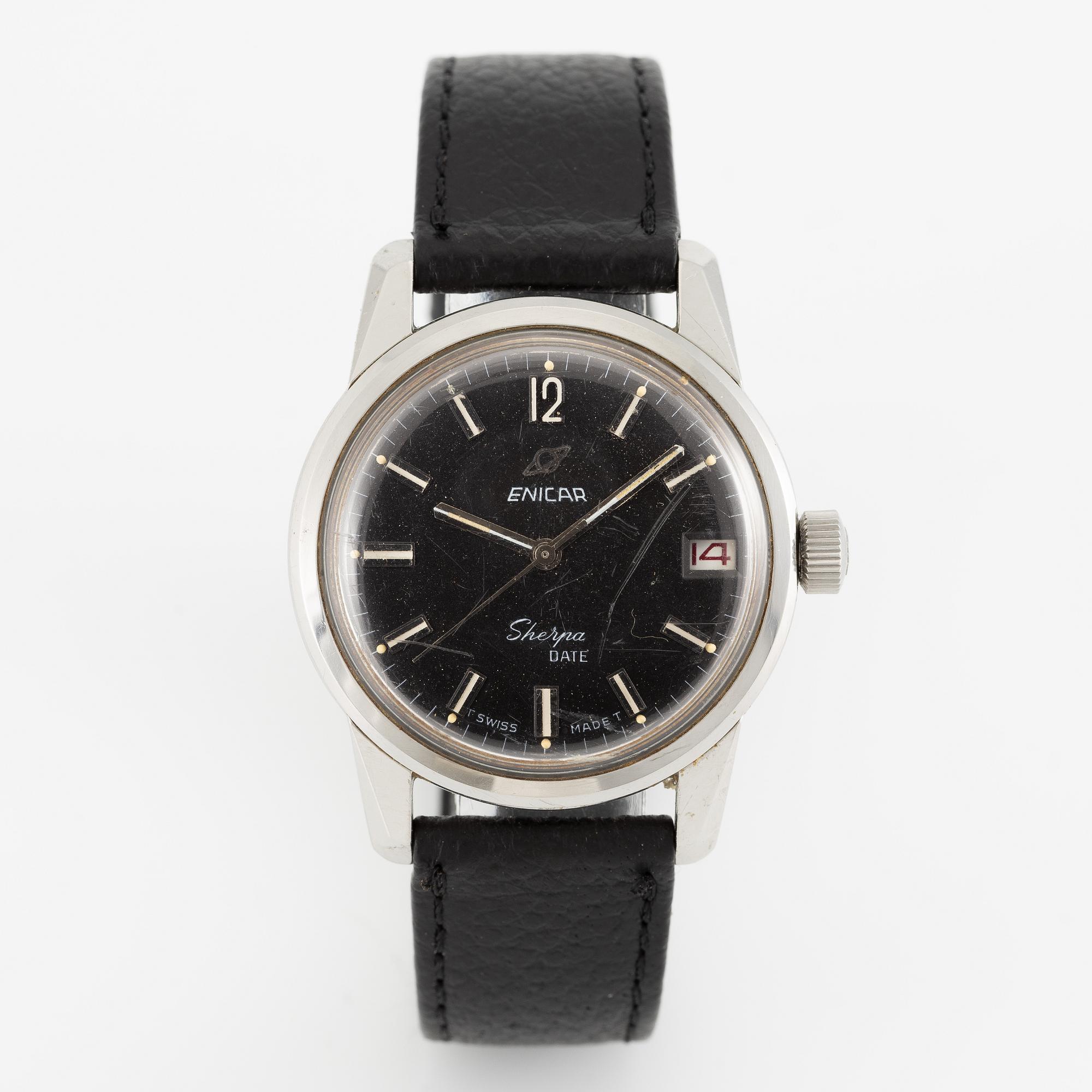 Enicar, Sherpa Date, "Sherpa 600", wristwatch, 34.5 mm.