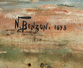 OKÄND KONSTNÄR, olja på duk, sign N. Benzon och dat 1898.