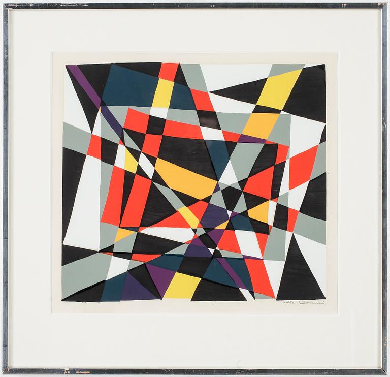 OLLE BONNIÉR, blandteknik, bemålad silkscreen, signerad.