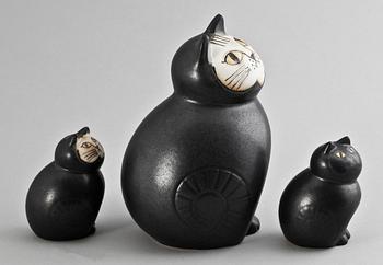 FIGURIN, 3 st, stengods, Lisa Larson, Gustavsberg.