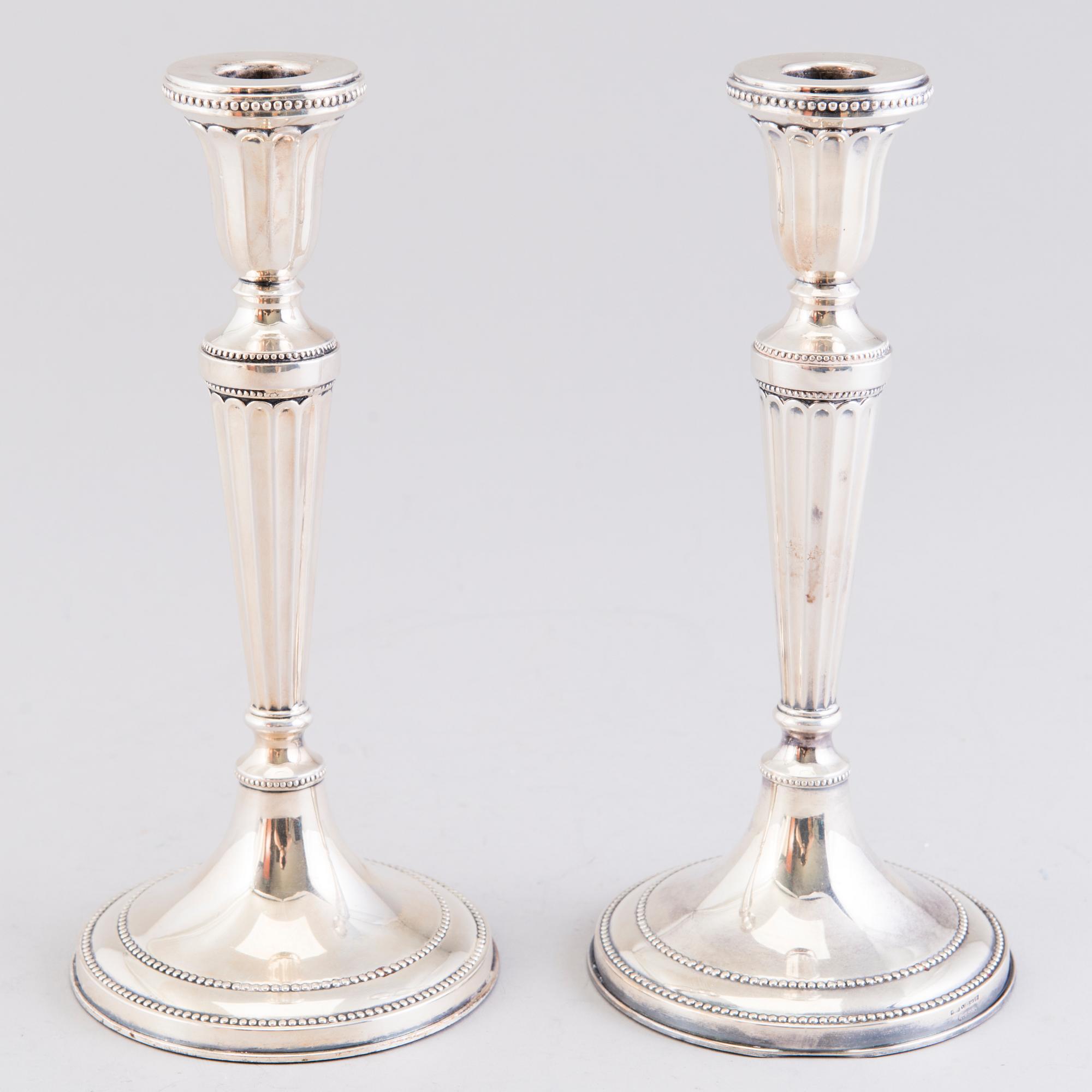 A pair of silver candlesticks from Germany with Finnish control marks, Helsinki 1967.