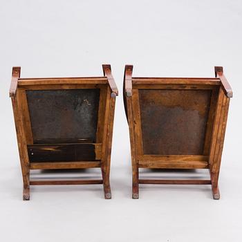 A pair of early 20th Century Jugend style open armchairs.