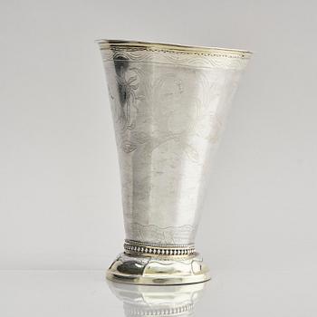 A Swedish parcel-gilt silver beaker, mark of Erik Lemon, Uppsala 1789.