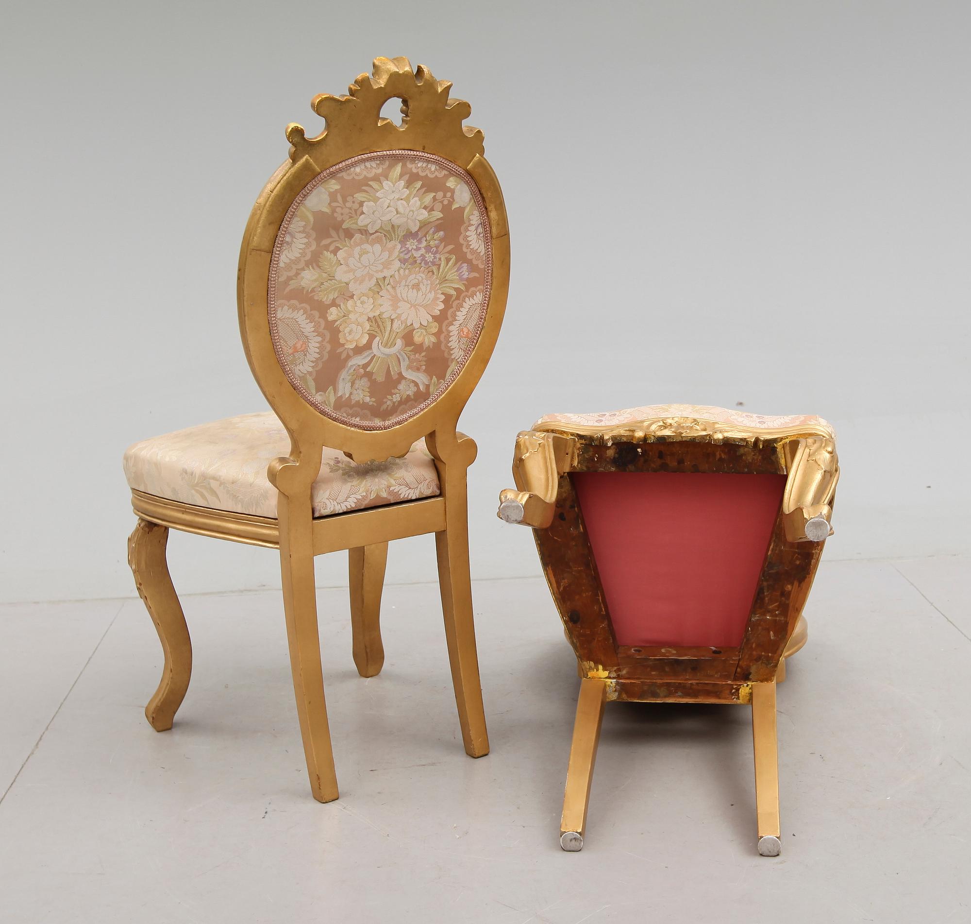 STOLAR, 3 st, rokokostil, 1800-talets andra hälft.