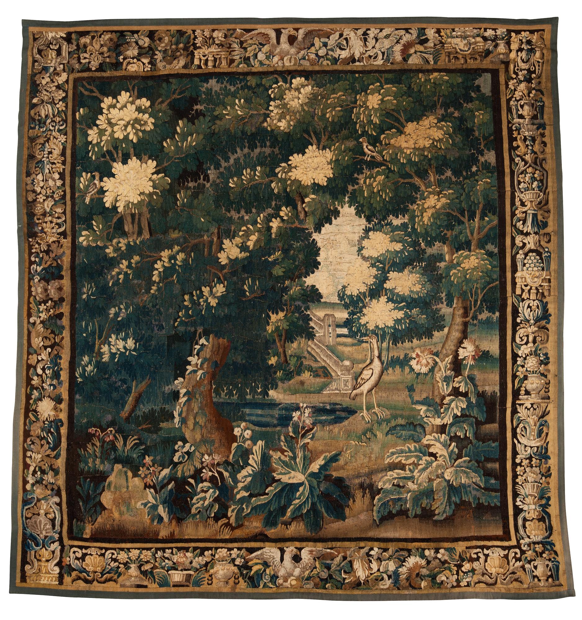 VÄVD TAPET, gobelängteknik. 267,5 x 256 cm. Flandern 1600-tal.