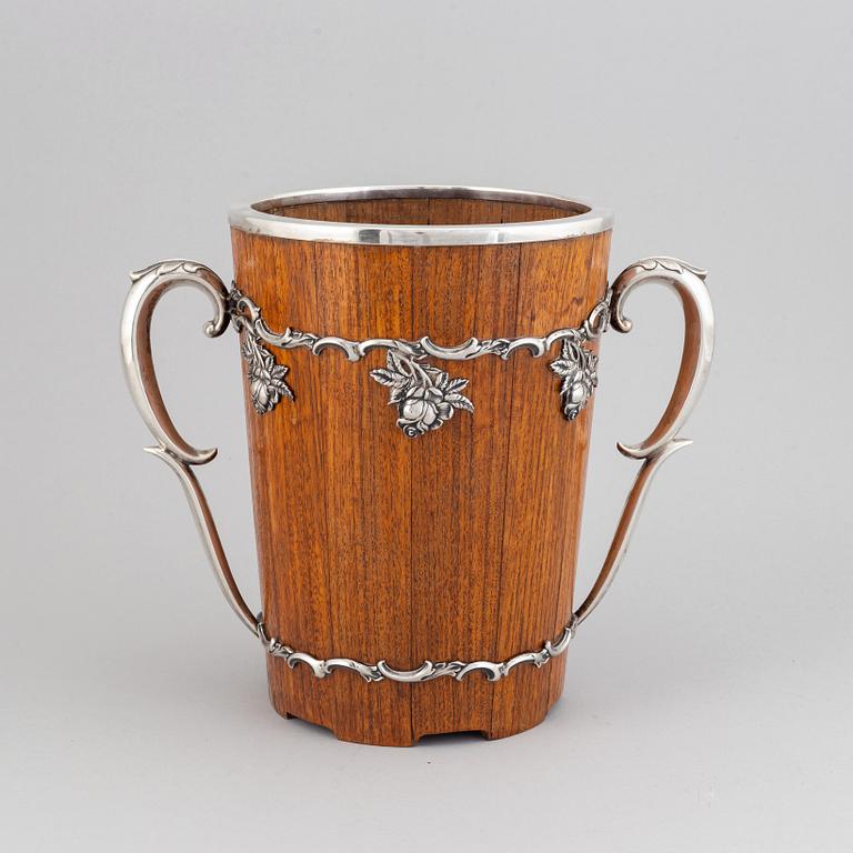 A wood and silver champagne cooler, Turku, Finland, 1956.