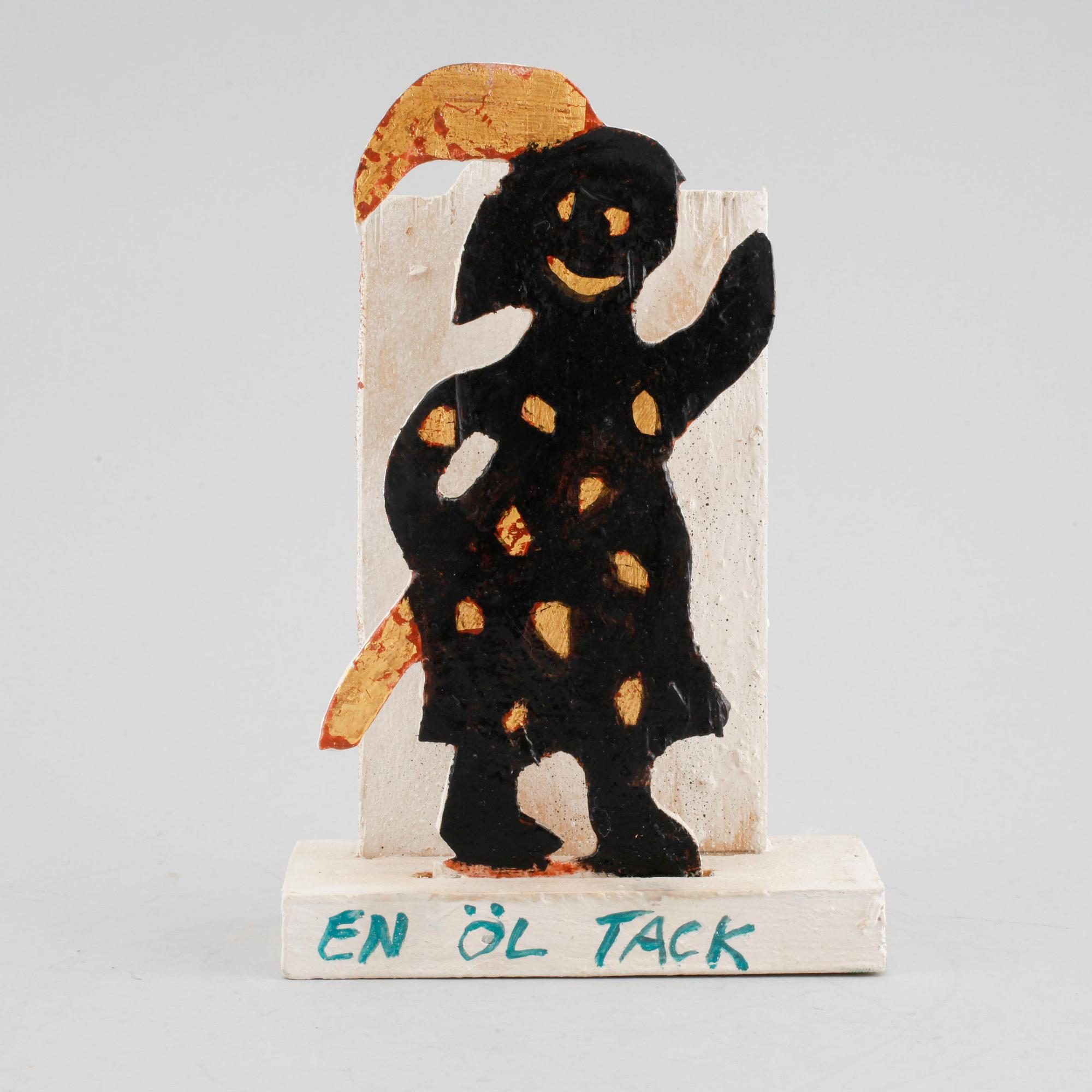 IAN RUSTH, a signed napkin stand painted with oil.