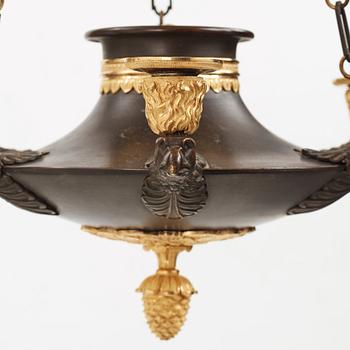 A Swedish Empire 19th century six-light hanging-lamp.