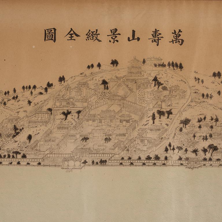 A print of map over the Summer Palace, Qing dynasty.