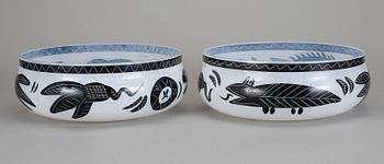 SKÅLAR, ett par, "Caramba", Ulrica Hydman-Vallien, Kosta Boda Atelier.