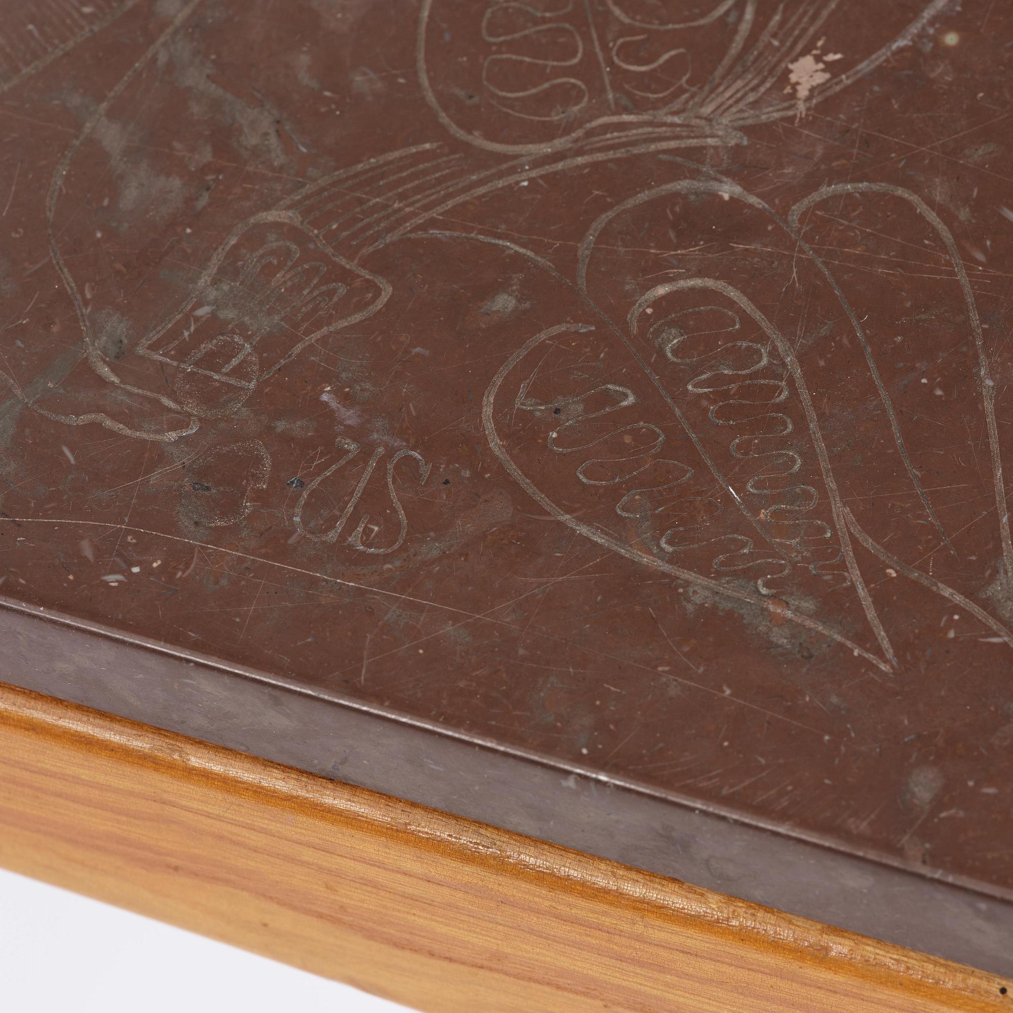 Ulla Fogelklou-Skogh, a Swedish Modern table with a limestone top, 1940s.