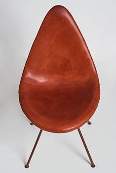 Arne Jacobsen, a cognac coloured leather "Drop chair", Fritz Hansen, Denmark 1964.