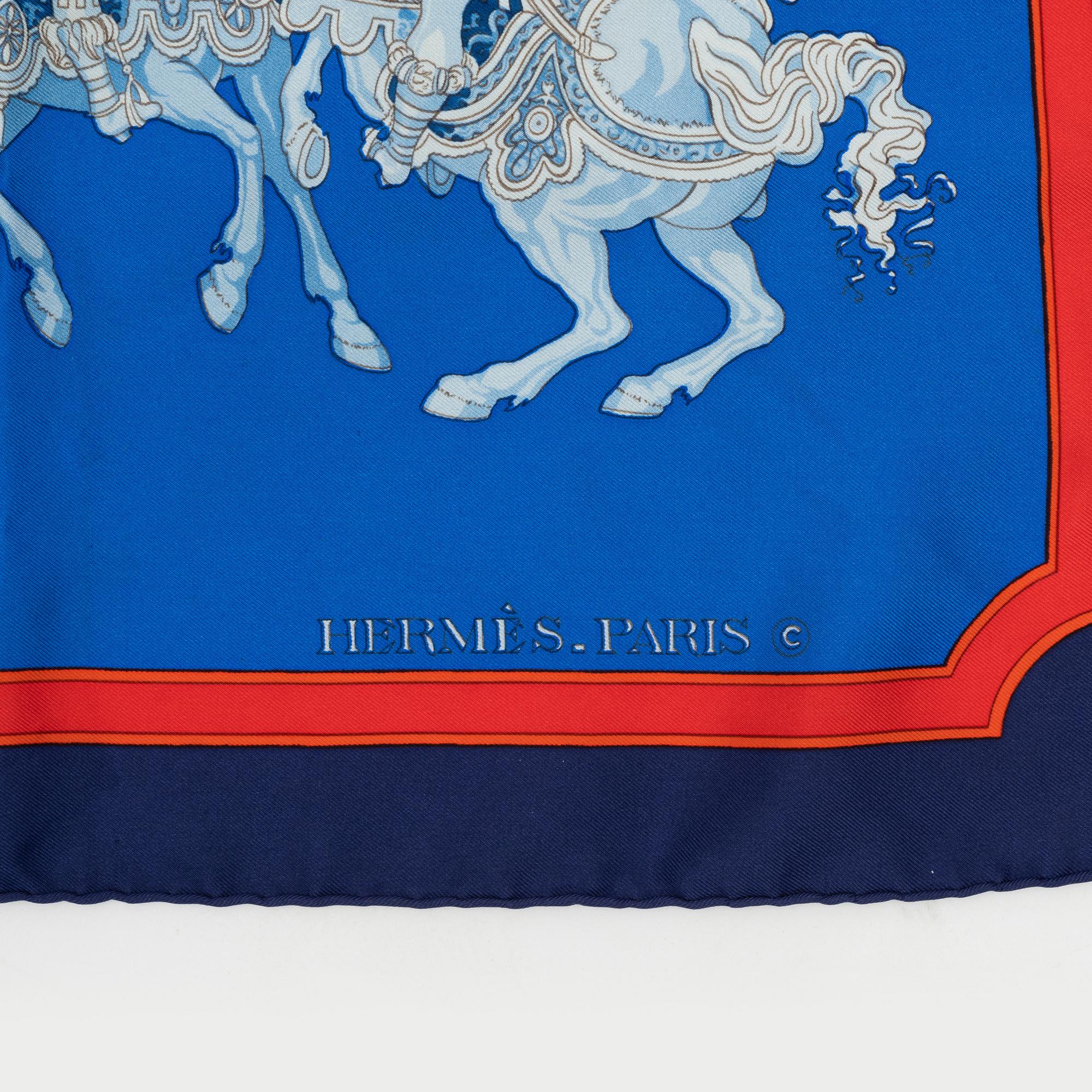 Hermès, a twill silk scarf, 'Carrousel'.