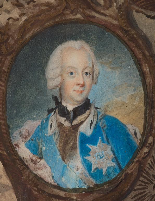 Niclas Lafrensen d.ä., Miniature of Adolf Fredrik, Lovisa Ulrika & Gustav III.