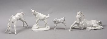 FIGURINER, 4 st, porslin. Meissen. 1900-tal.