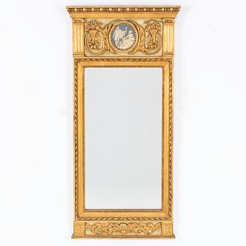 A late Gustavian-style giltwood mirror, 20th century.