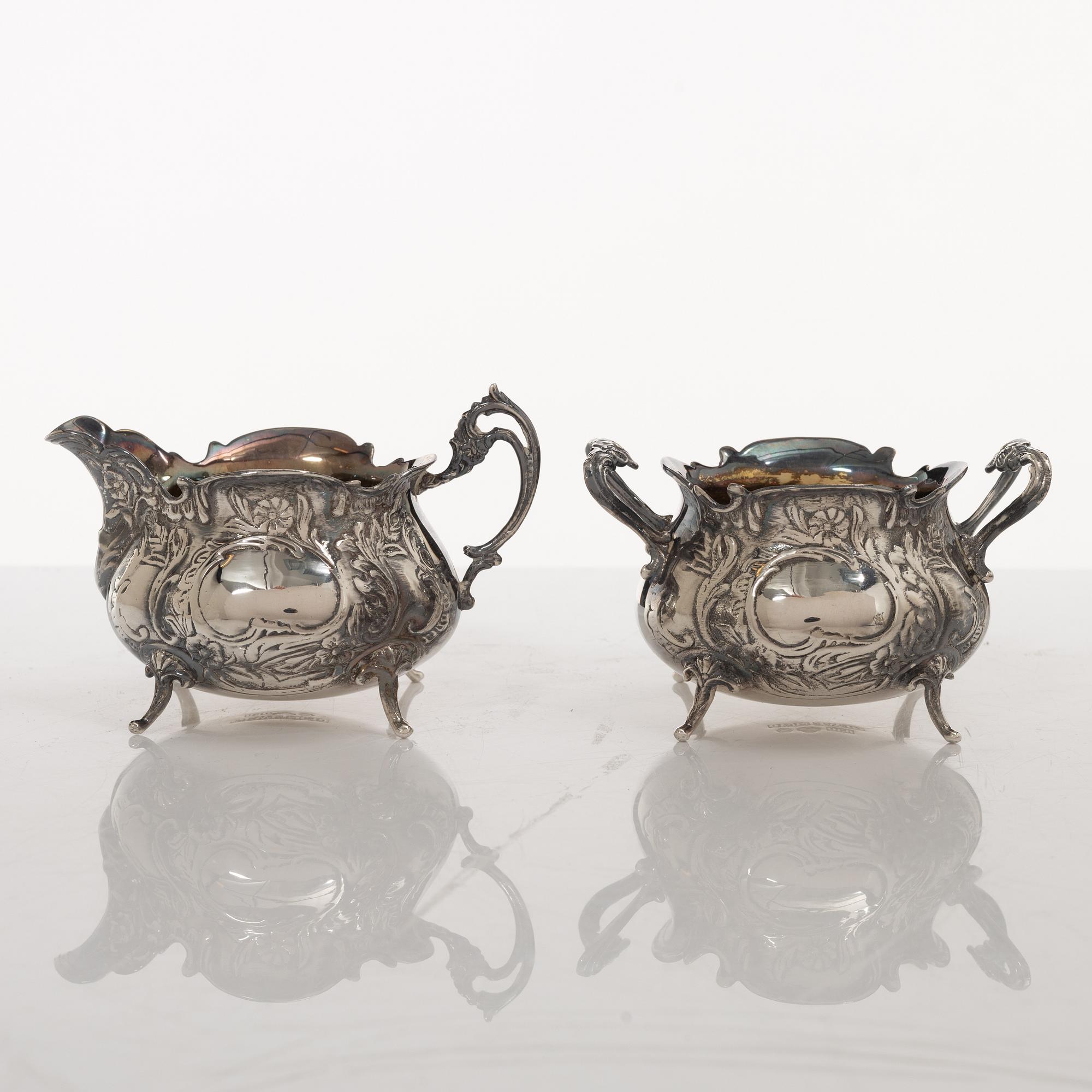 Kaffeservis, 4 delar, silver, rokokostil, GEWE, Stockholm 1976.