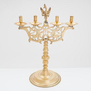 Kandelaber, mässing, Judaica, Polen.