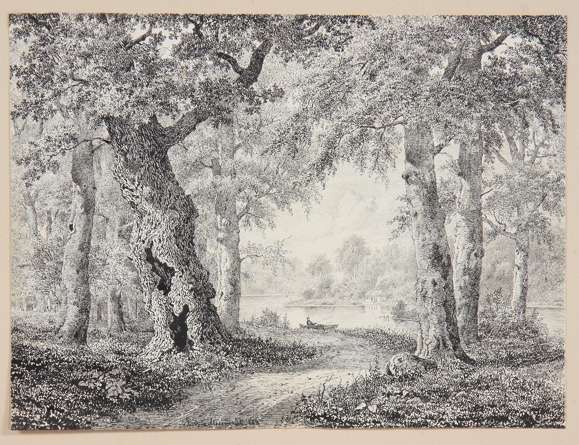 CARL LUDWIG FERDINAND MESSMANN, tuschteckning, sign och dat 1882.