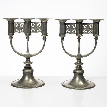 Ferdinand Boberg, candelabras, a pair, Old Santesson's Tin Foundry Stockholm.