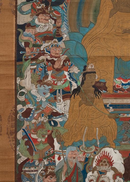 RULLMÅLNING, tusch och färg på papper. Japan, Edo period.