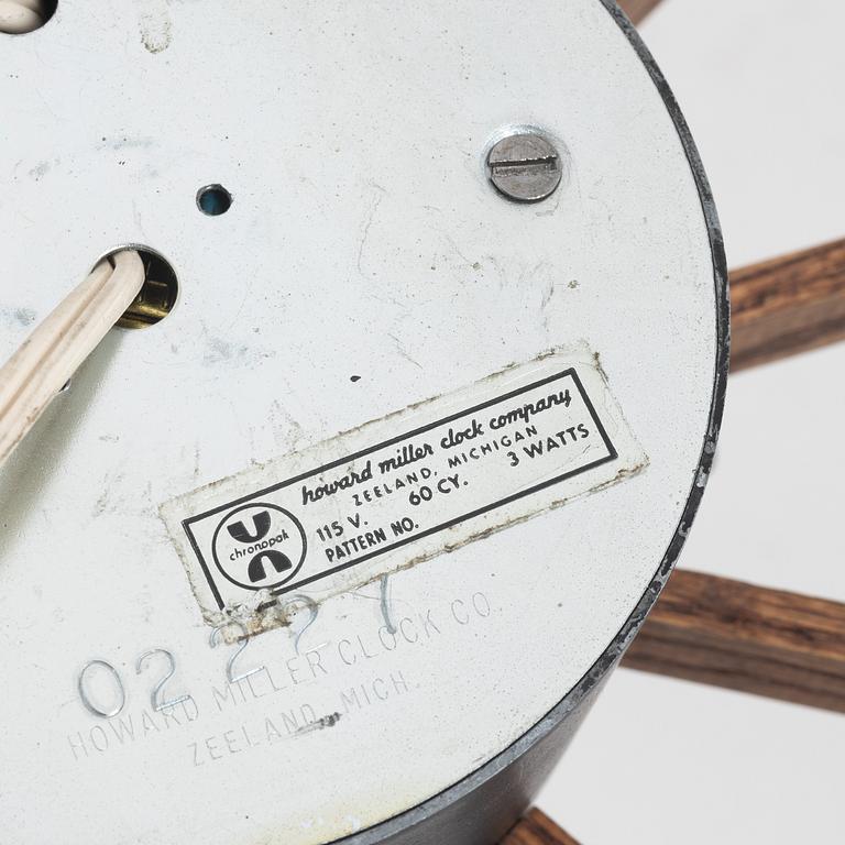 George Nelson, a 1960's spoke wall clock, model 2227, for Howard Miller. USA.