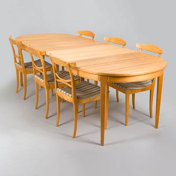 Carl Malmsten, a 1960s 'Herrgården' dining table and ten 'Birgitta' chairs for Bodafors.