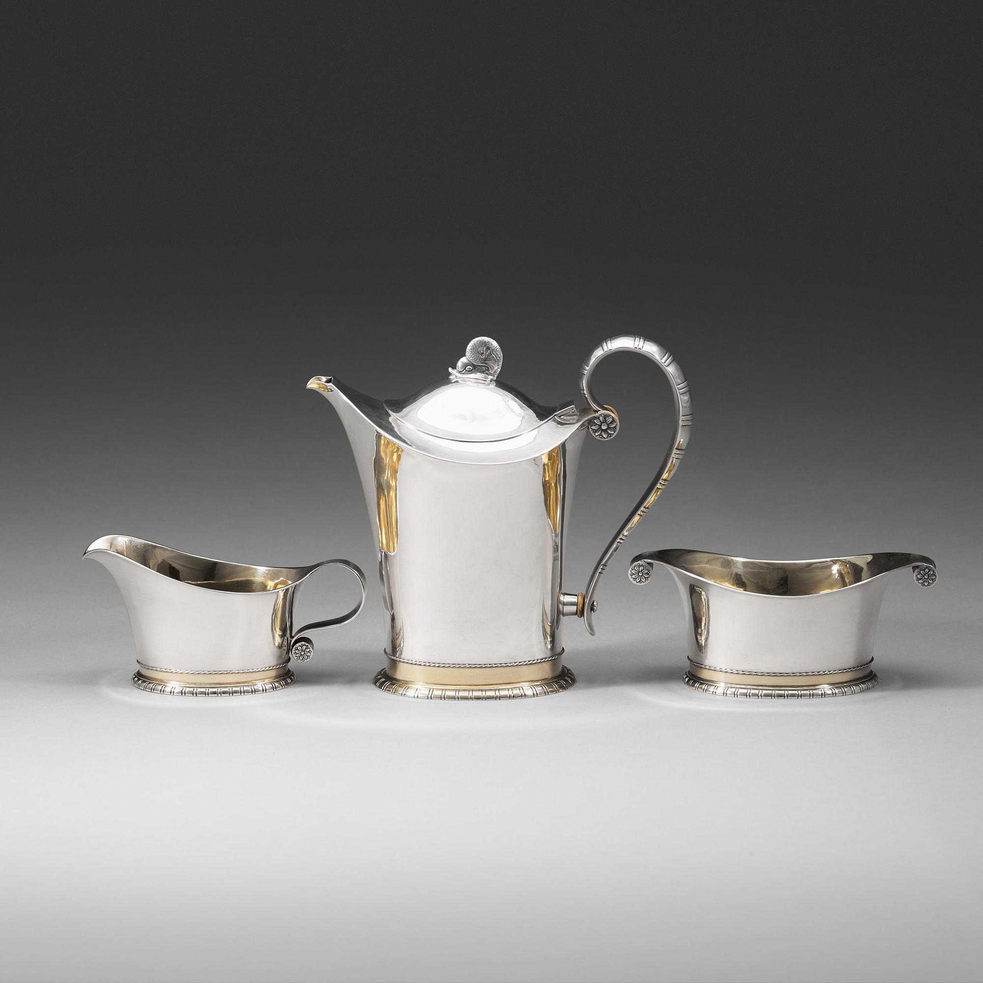 Jacob Ängman, kaffeservis, 3 delar, Guldsmedsaktiebolaget, Stockholm 1940.