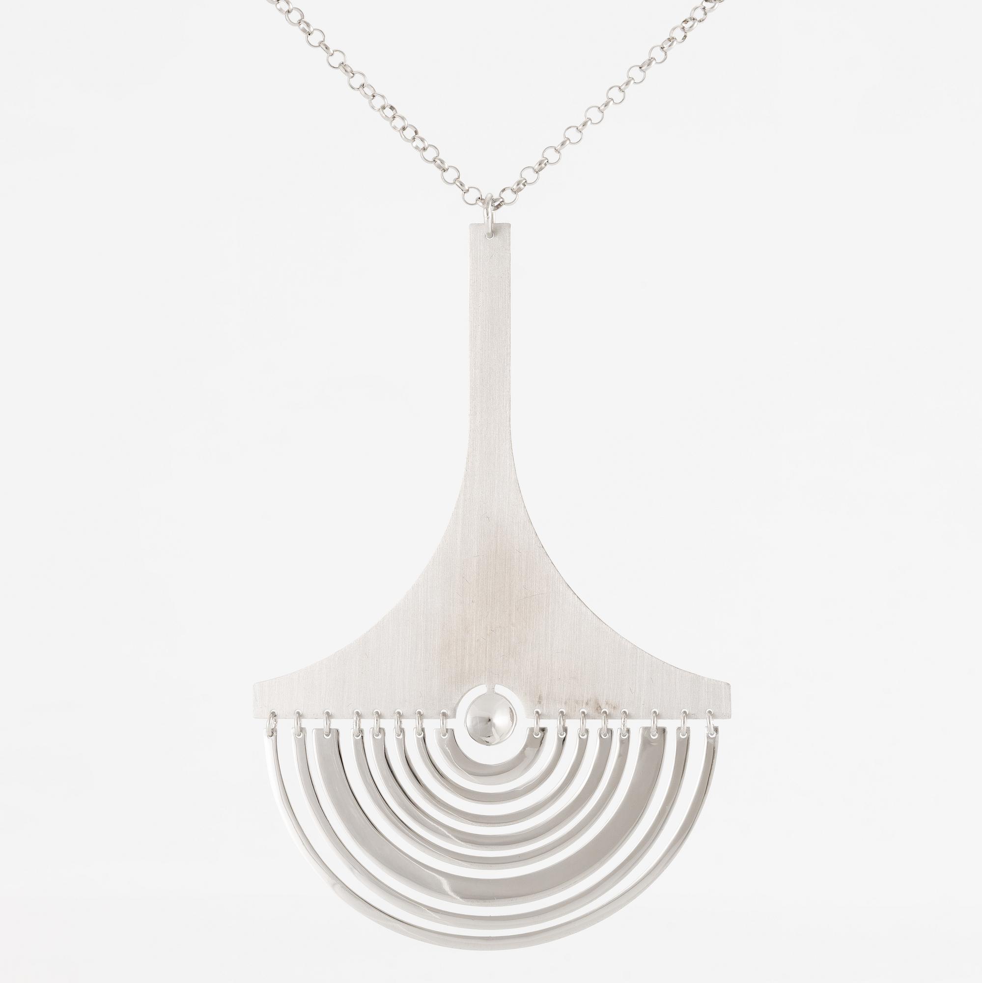 Tapio Wirkkala, pendant with chain "Moon Slice", sterling silver, for Kultakeskus.