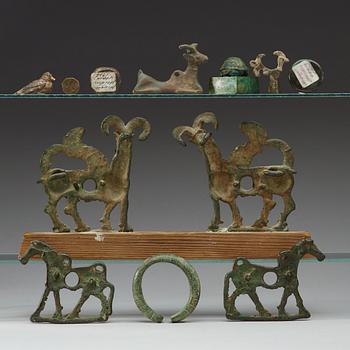 FIGURINER, 12 stycken, brons. Bland annat Skytiska och Luristanska, 1000-200 f.Kr.