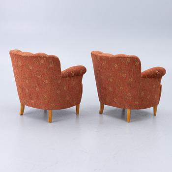 Pair of armchairs, Swedish modern, mid-20th century.