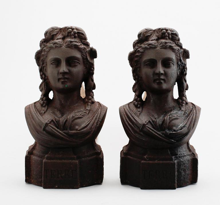 ELDHUNDAR, 1 par, gjutjärn, 1800-/1900-tal.