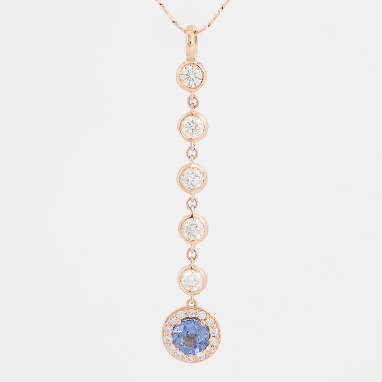 Sapphire and brilliant-cut diamond necklace.