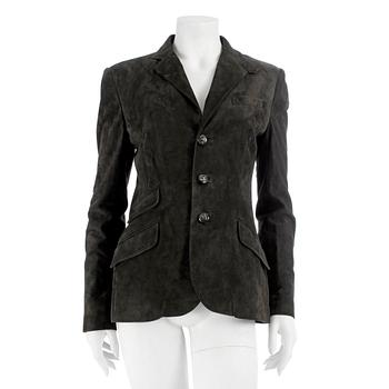 662. RALPH LAURE, a grey suede jacket, size 8.
