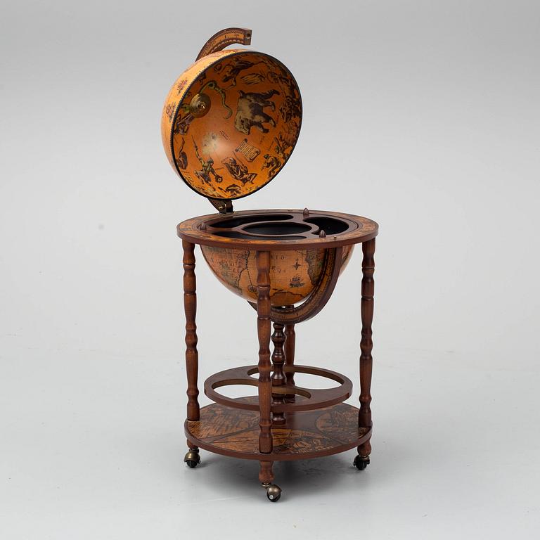 A bar globe, late 20th century.