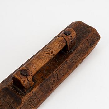 A Swedish mangling board, 18th Century.