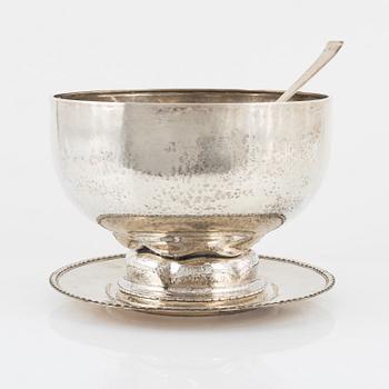 Bowl with tray, silver, K Anderson, Stockholm 1917, and ladle in sterling silver.