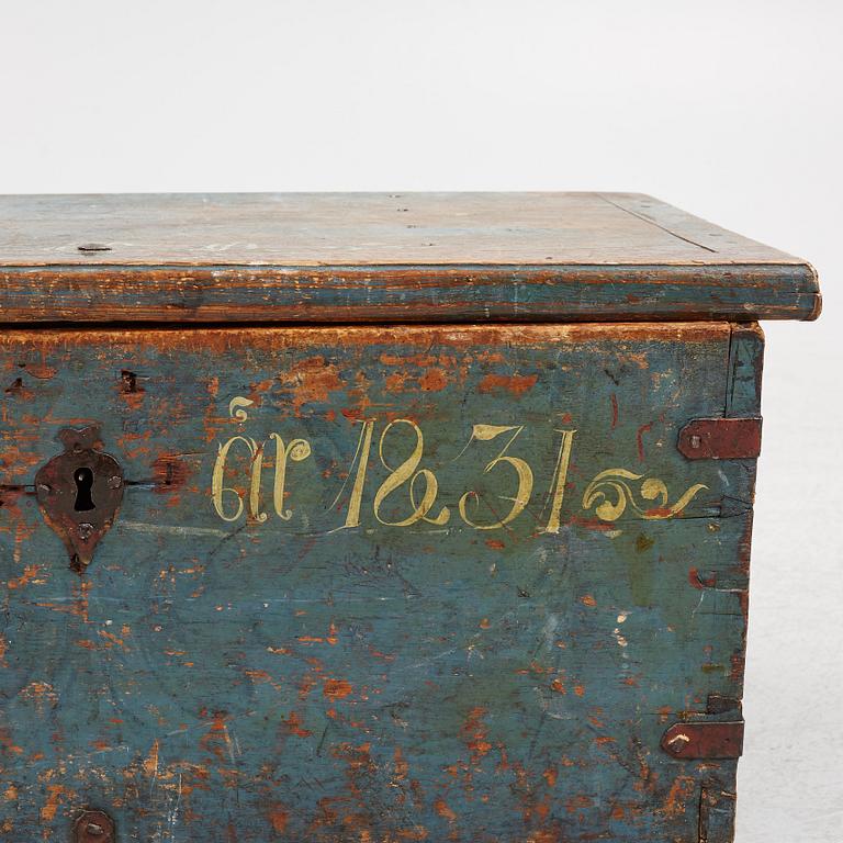 A painted chest, dated 1831.