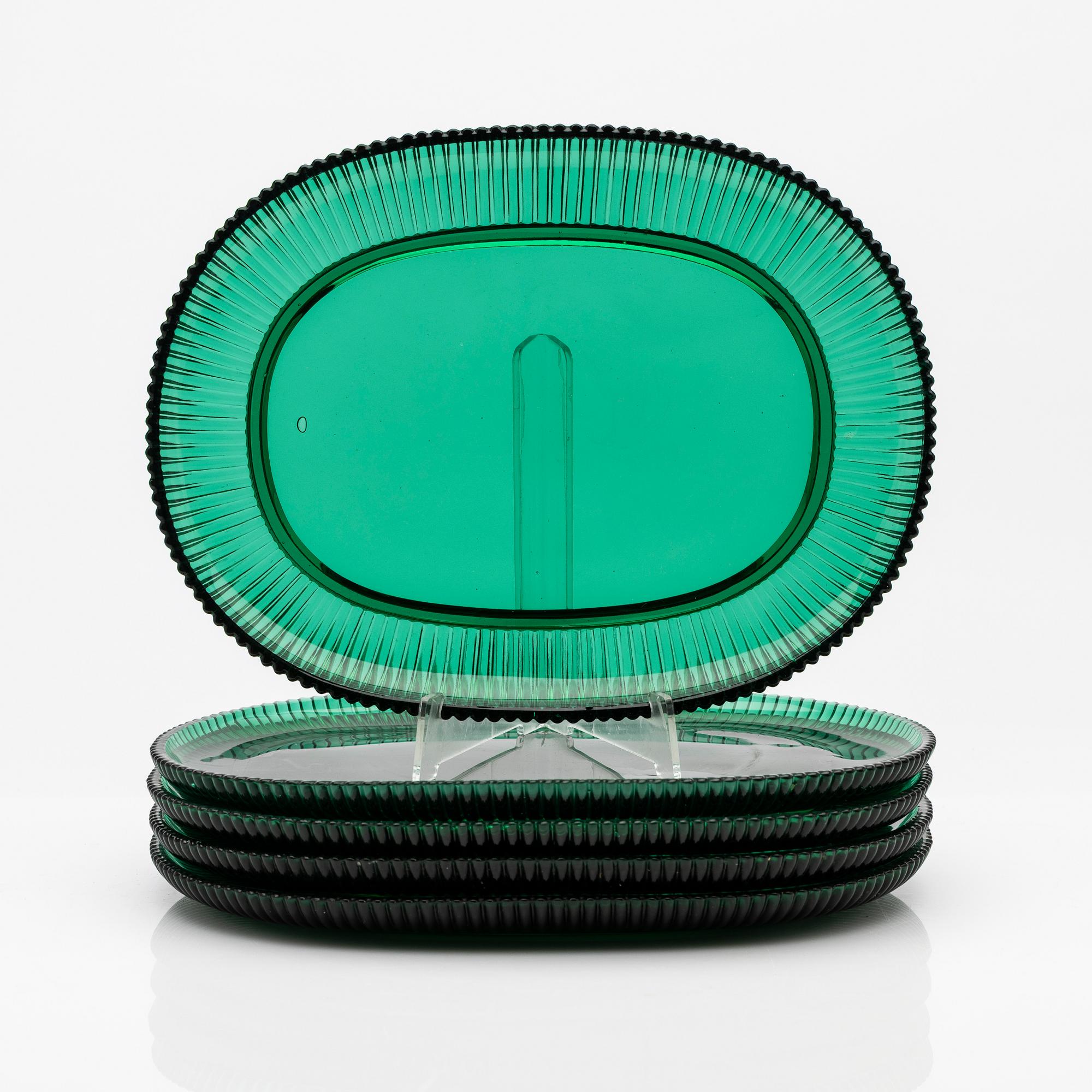 Arthur Percy, Lobster plates, 5 pcs, glass, "Reffla", Gullaskruf, second half of the 20th century.