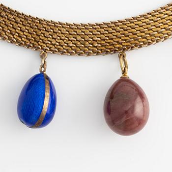 Necklace with 22 miniature Easter eggs, one of which is by Carl Fabergé.