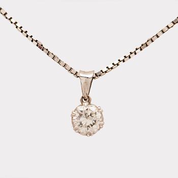 Collier med hänge, 18K vitguld med briljantslipad diamant.